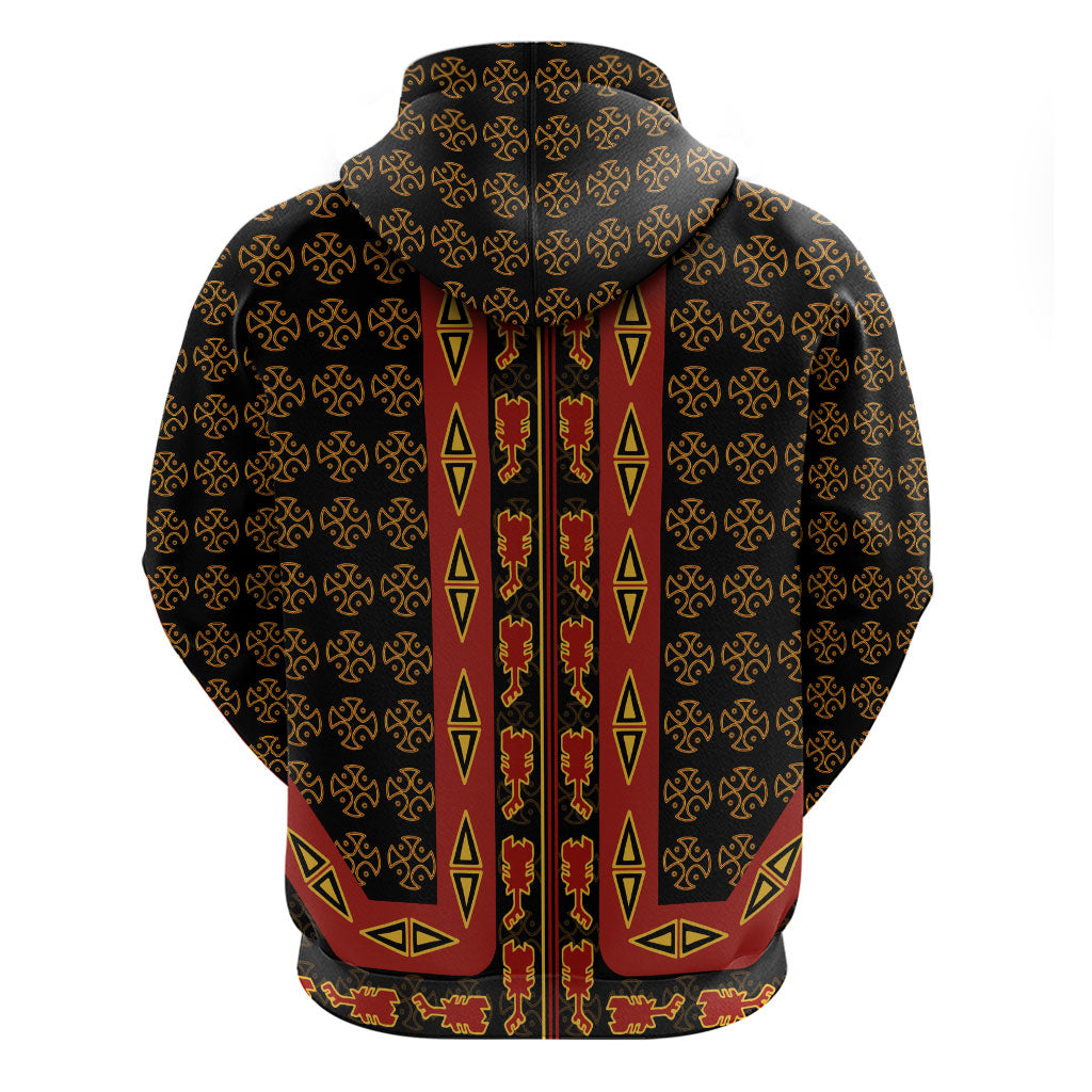 Cameroon Toghu Heritage Zip Hoodie Traditional Bamenda Pattern In African