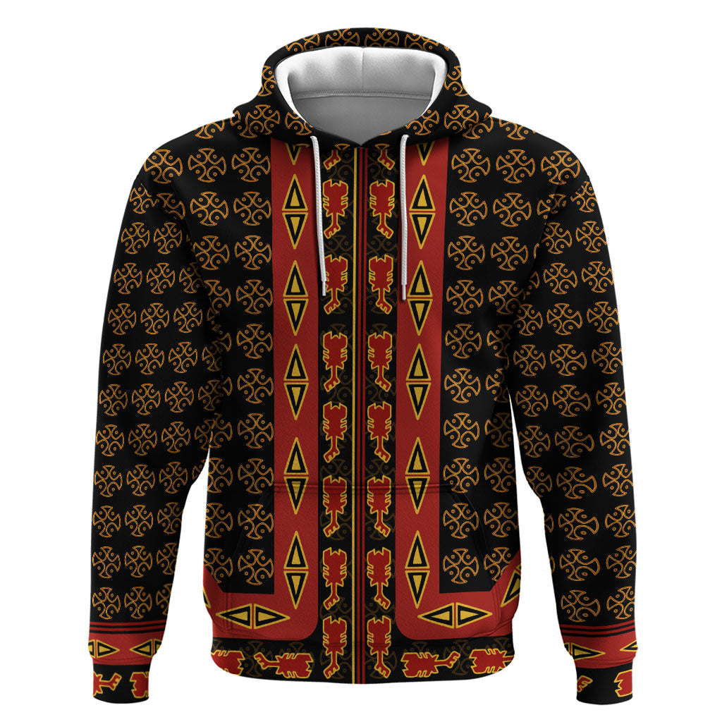 Cameroon Toghu Heritage Zip Hoodie Traditional Bamenda Pattern In African