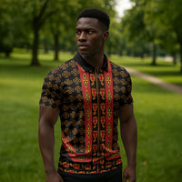 Cameroon Toghu Heritage Zipper Polo Shirt Traditional Bamenda Pattern In African
