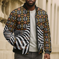 Cameroon Toghu Bamenda Bomber Puffer Jacket African Traditional Art