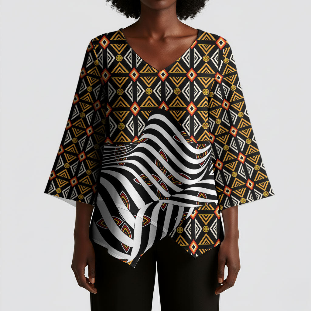 Cameroon Toghu Bamenda Kimono Sleeve Blouse African Traditional Art