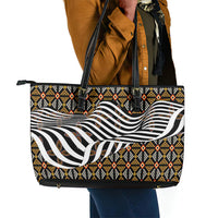 Cameroon Toghu Bamenda Leather Tote Bag African Traditional Art