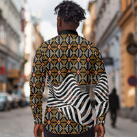 Cameroon Toghu Bamenda Long Sleeve Button Shirt African Traditional Art