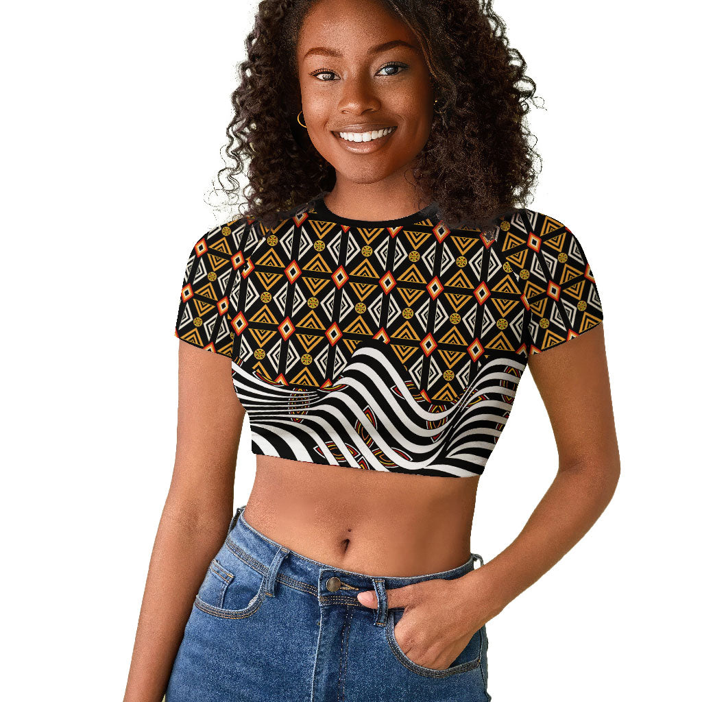 Cameroon Toghu Bamenda Raglan Cropped T shirt African Traditional Art