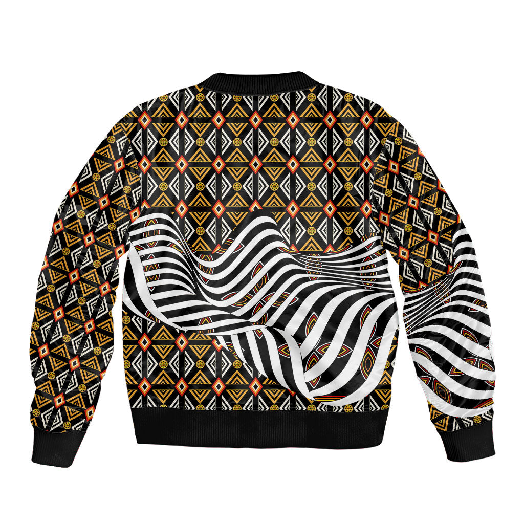 Cameroon Toghu Bamenda Sleeve Zip Bomber Jacket African Traditional Art