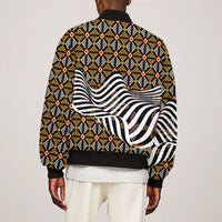 Cameroon Toghu Bamenda Sleeve Zip Bomber Jacket African Traditional Art