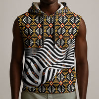Cameroon Toghu Bamenda Sleeveless Hoodie African Traditional Art