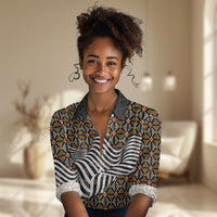 Cameroon Toghu Bamenda Women Casual Shirt African Traditional Art