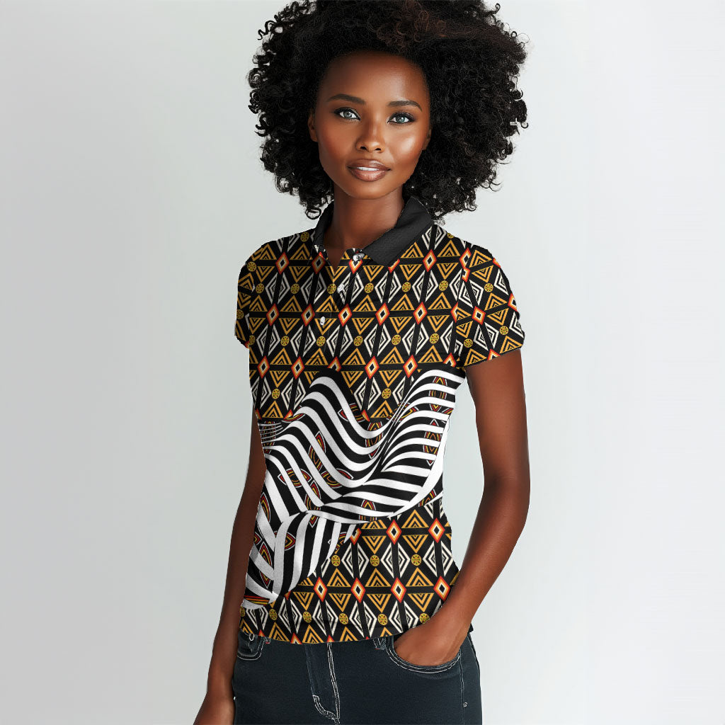 Cameroon Toghu Bamenda Women Polo Shirt African Traditional Art