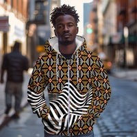 Cameroon Toghu Bamenda Zip Hoodie African Traditional Art