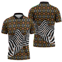 Cameroon Toghu Bamenda Zipper Polo Shirt African Traditional Art