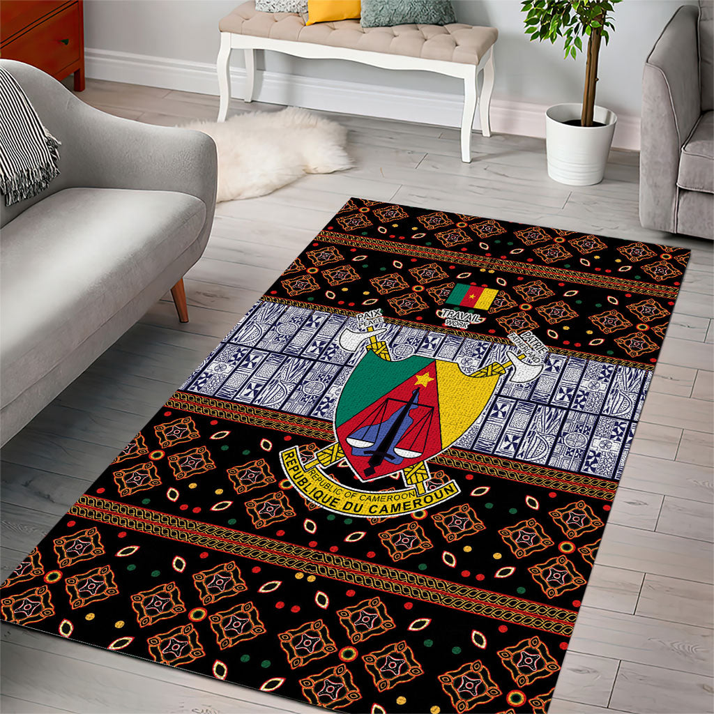 Cameroon Toghu Area Rug Flag Coat Of Arms - Traditional Bamenda Art