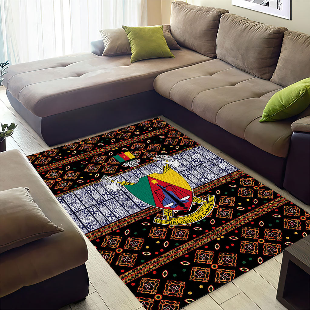 Cameroon Toghu Area Rug Flag Coat Of Arms - Traditional Bamenda Art
