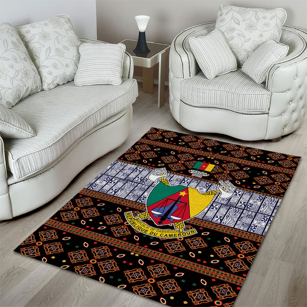 Cameroon Toghu Area Rug Flag Coat Of Arms - Traditional Bamenda Art