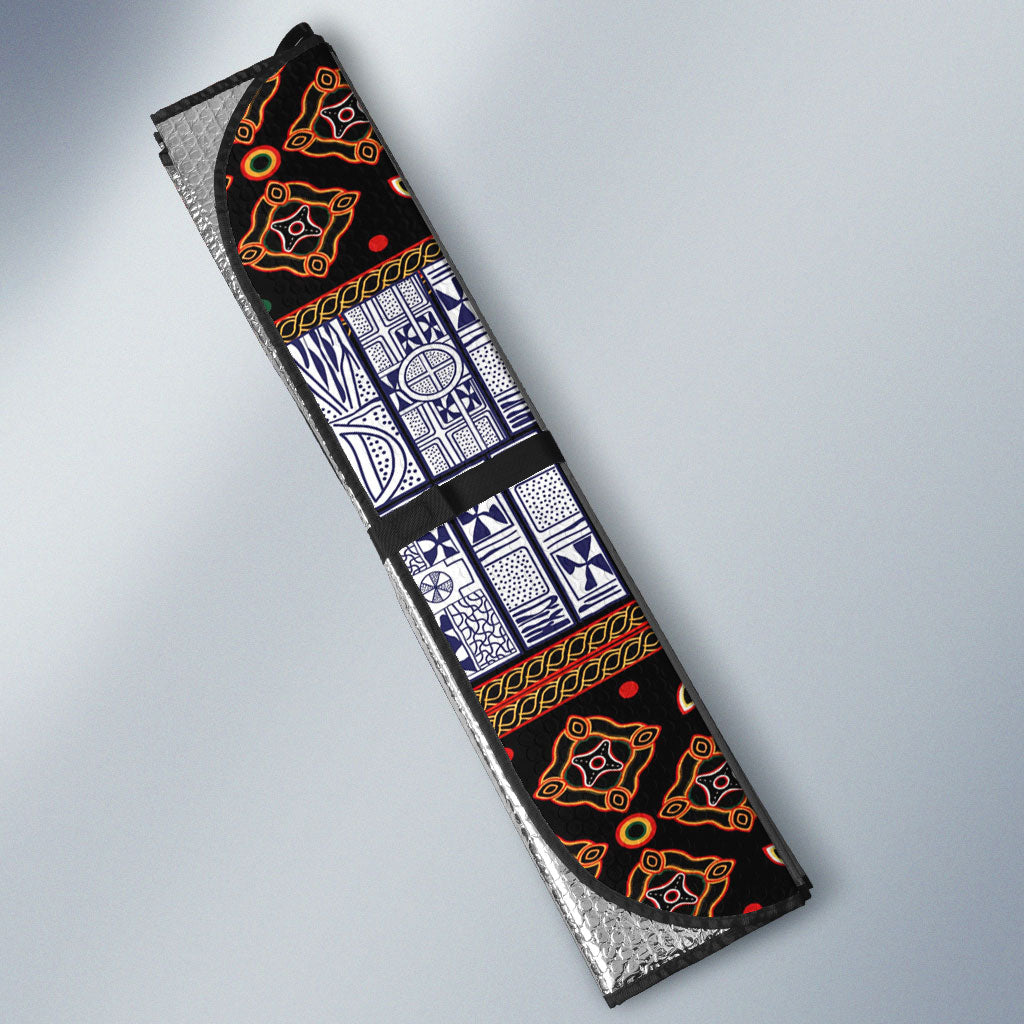 Cameroon Toghu Auto Sun Shade Flag Coat Of Arms - Traditional Bamenda Art