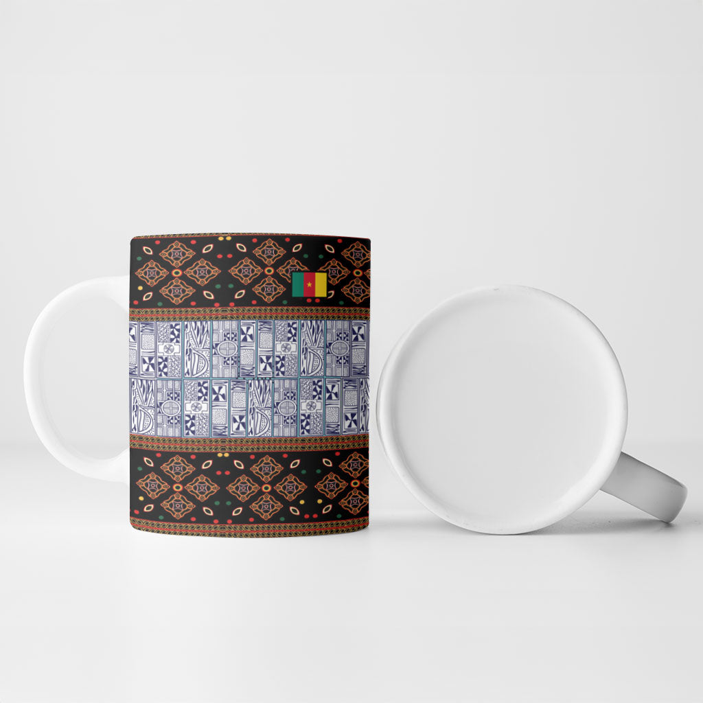 Cameroon Toghu Ceramic Mug Flag Coat Of Arms - Traditional Bamenda Art