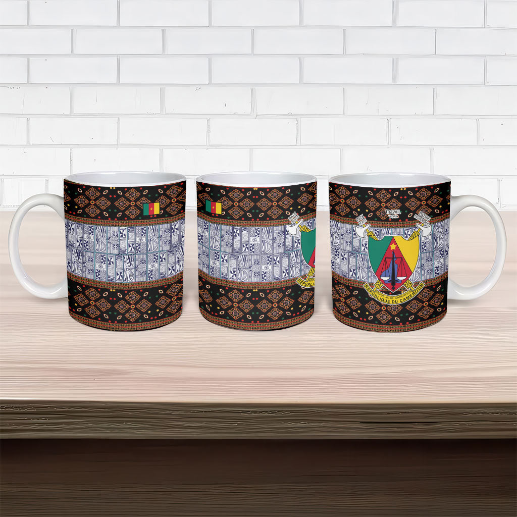 Cameroon Toghu Ceramic Mug Flag Coat Of Arms - Traditional Bamenda Art