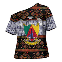 Cameroon Toghu Cross Shoulder Shirt Flag Coat Of Arms - Traditional Bamenda Art