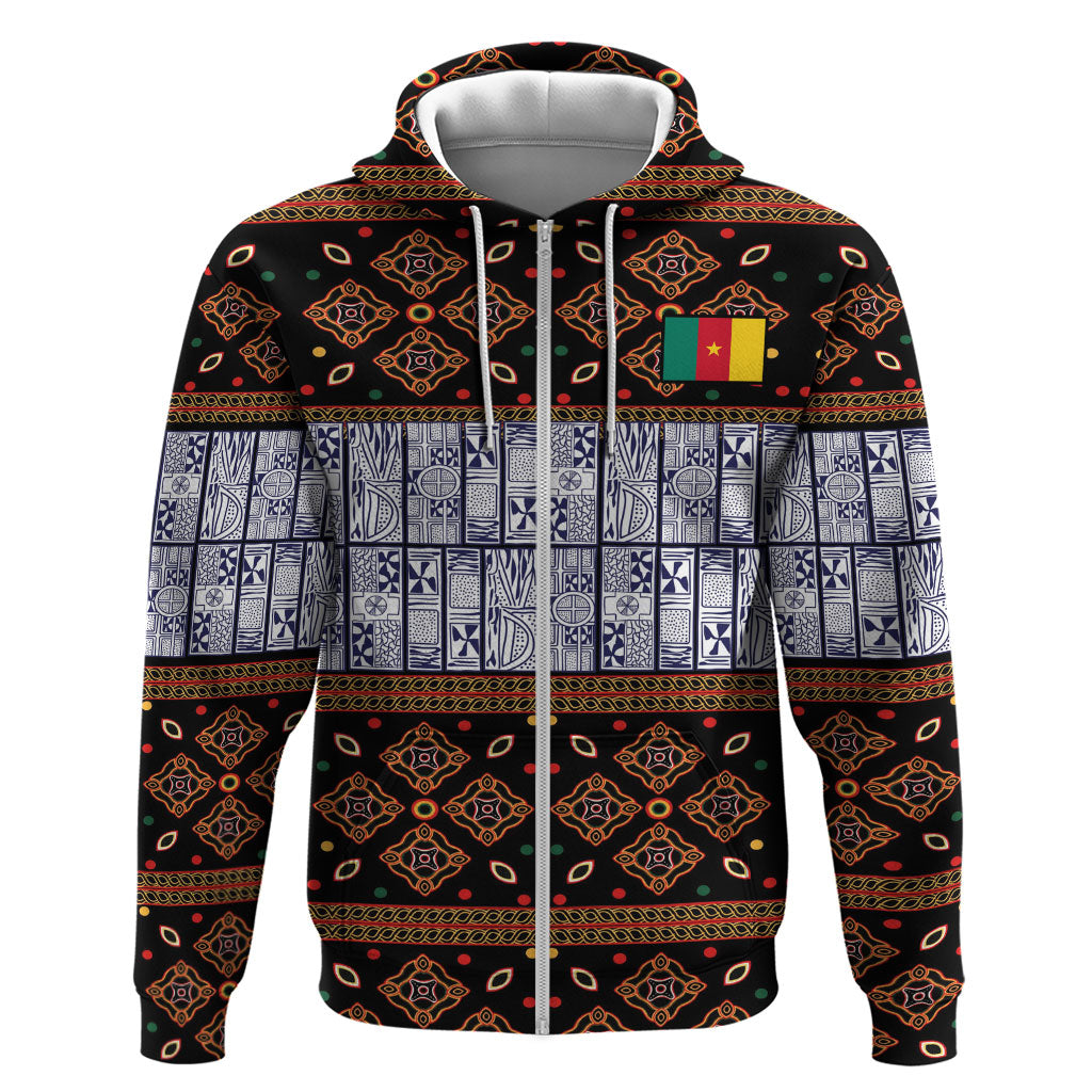 Cameroon Toghu Hoodie Flag Coat Of Arms - Traditional Bamenda Art