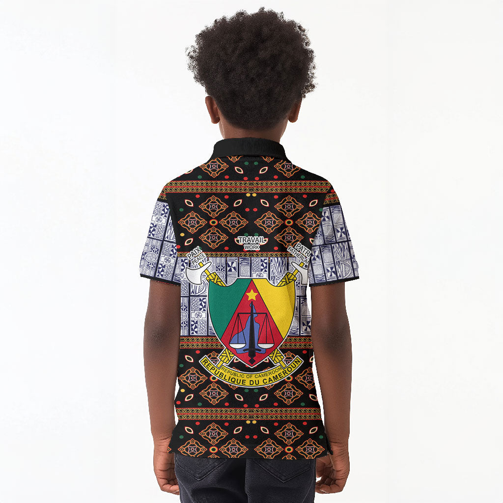 Cameroon Toghu Kid Polo Shirt Flag Coat Of Arms - Traditional Bamenda Art