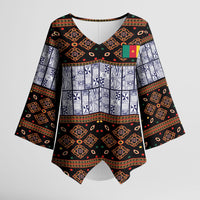 Cameroon Toghu Kimono Sleeve Blouse Flag Coat Of Arms - Traditional Bamenda Art