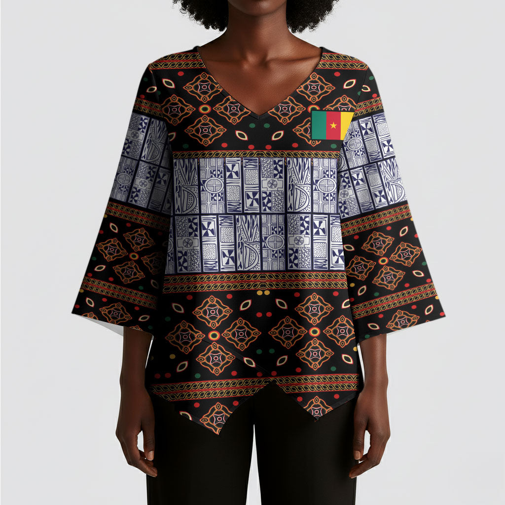 Cameroon Toghu Kimono Sleeve Blouse Flag Coat Of Arms - Traditional Bamenda Art
