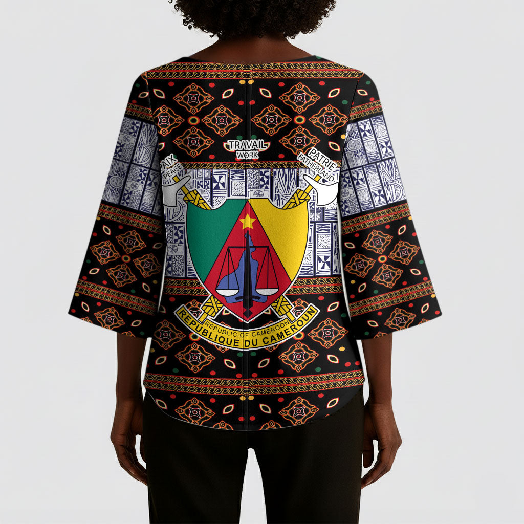 Cameroon Toghu Kimono Sleeve Blouse Flag Coat Of Arms - Traditional Bamenda Art
