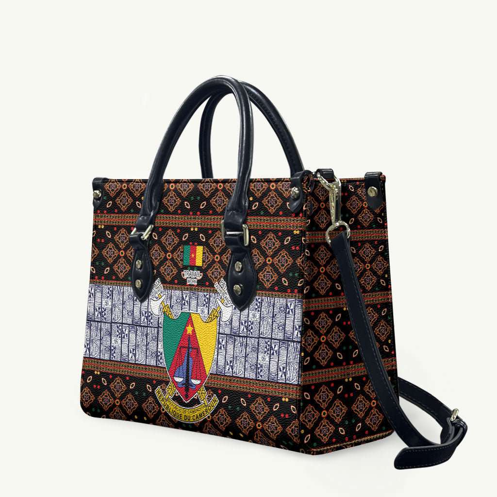 Cameroon Toghu Leather Bag Flag Coat Of Arms - Traditional Bamenda Art