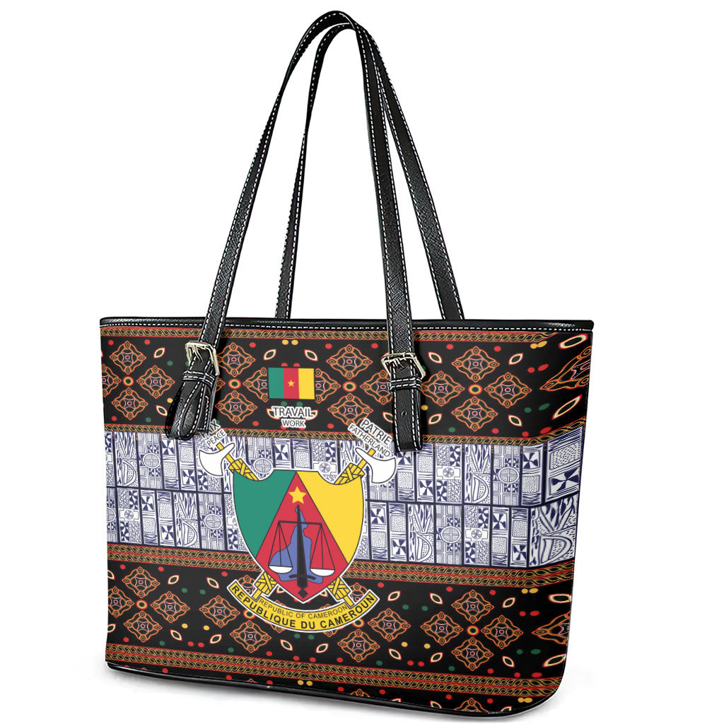 Cameroon Toghu Leather Tote Bag Flag Coat Of Arms - Traditional Bamenda Art