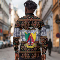 Cameroon Toghu Long Sleeve Button Shirt Flag Coat Of Arms - Traditional Bamenda Art