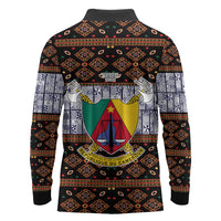 Cameroon Toghu Long Sleeve Polo Shirt Flag Coat Of Arms - Traditional Bamenda Art