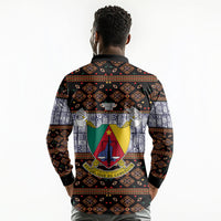 Cameroon Toghu Long Sleeve Polo Shirt Flag Coat Of Arms - Traditional Bamenda Art