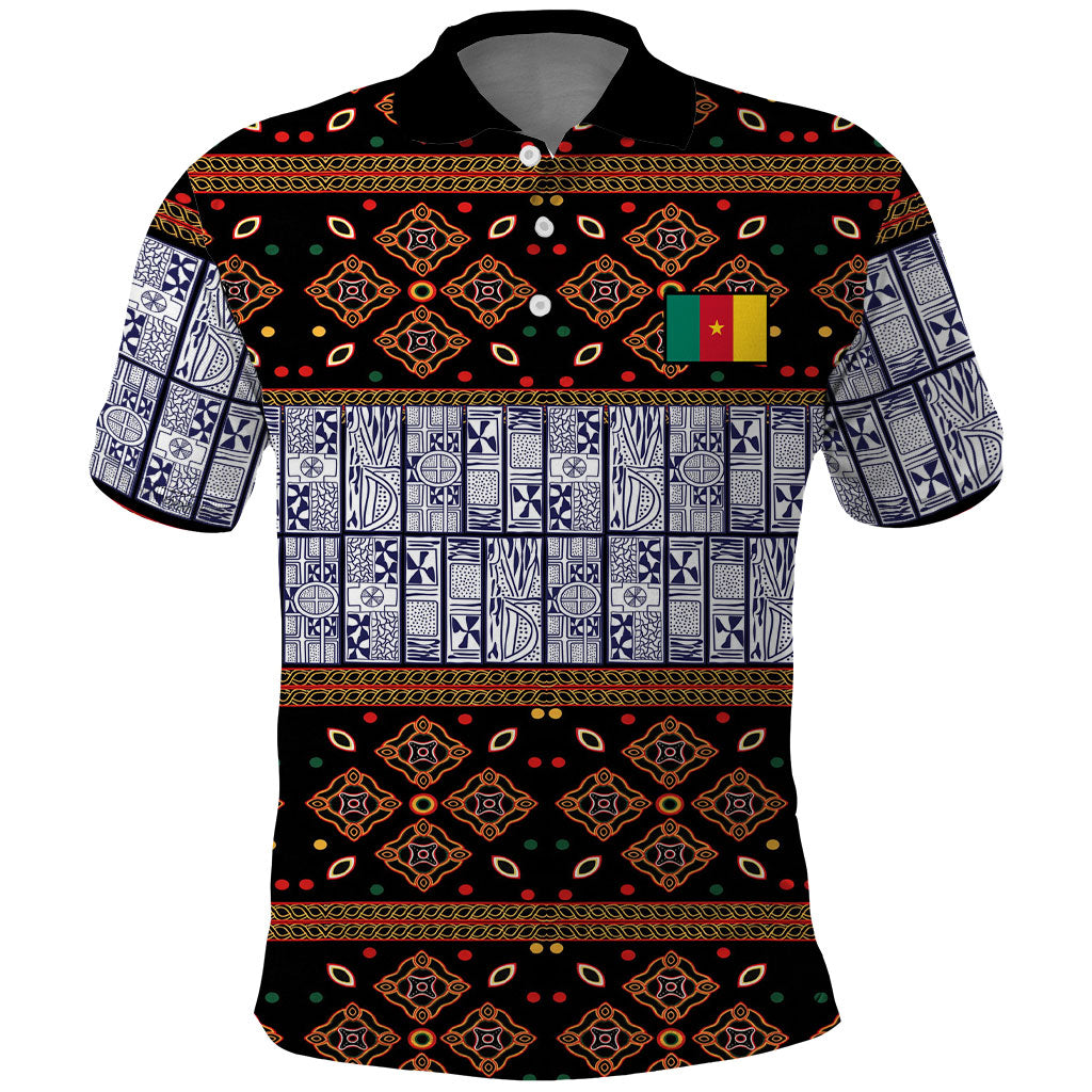 Cameroon Toghu Polo Shirt Flag Coat Of Arms - Traditional Bamenda Art