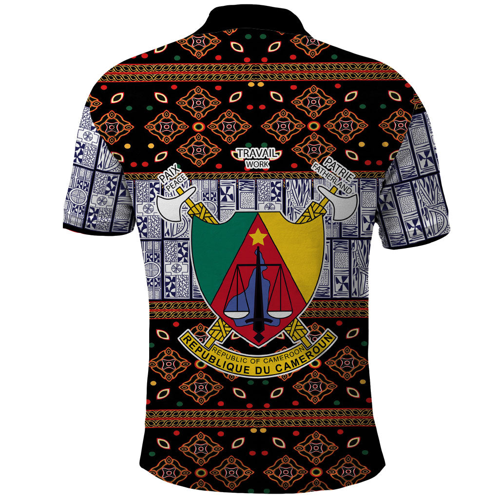 Cameroon Toghu Polo Shirt Flag Coat Of Arms - Traditional Bamenda Art