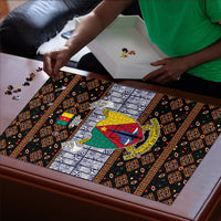 Cameroon Toghu Puzzle Flag Coat Of Arms - Traditional Bamenda Art