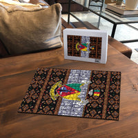 Cameroon Toghu Puzzle Flag Coat Of Arms - Traditional Bamenda Art