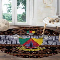 Cameroon Toghu Round Carpet Flag Coat Of Arms - Traditional Bamenda Art