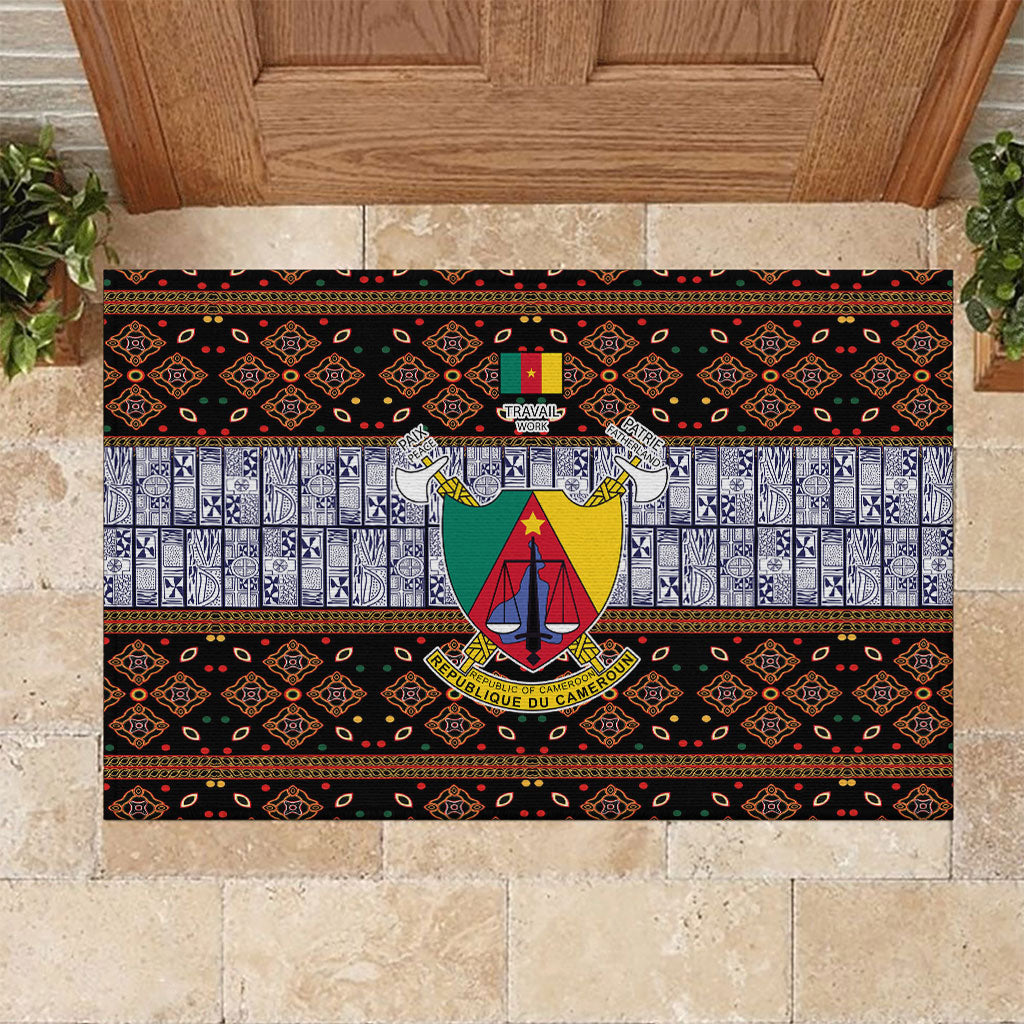 Cameroon Toghu Rubber Doormat Flag Coat Of Arms - Traditional Bamenda Art