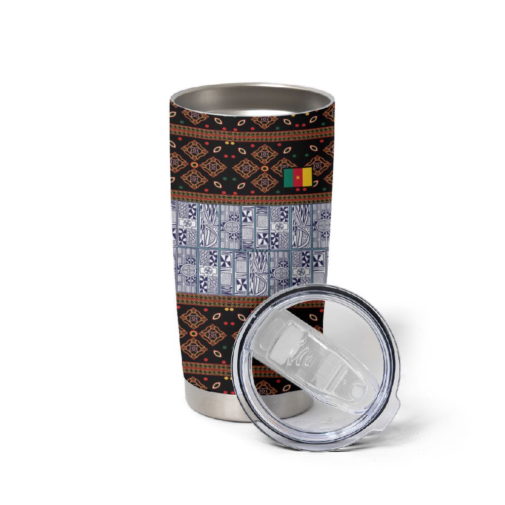 Cameroon Toghu Tumbler Cup Flag Coat Of Arms - Traditional Bamenda Art