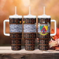 Cameroon Toghu Tumbler With Handle Flag Coat Of Arms - Traditional Bamenda Art