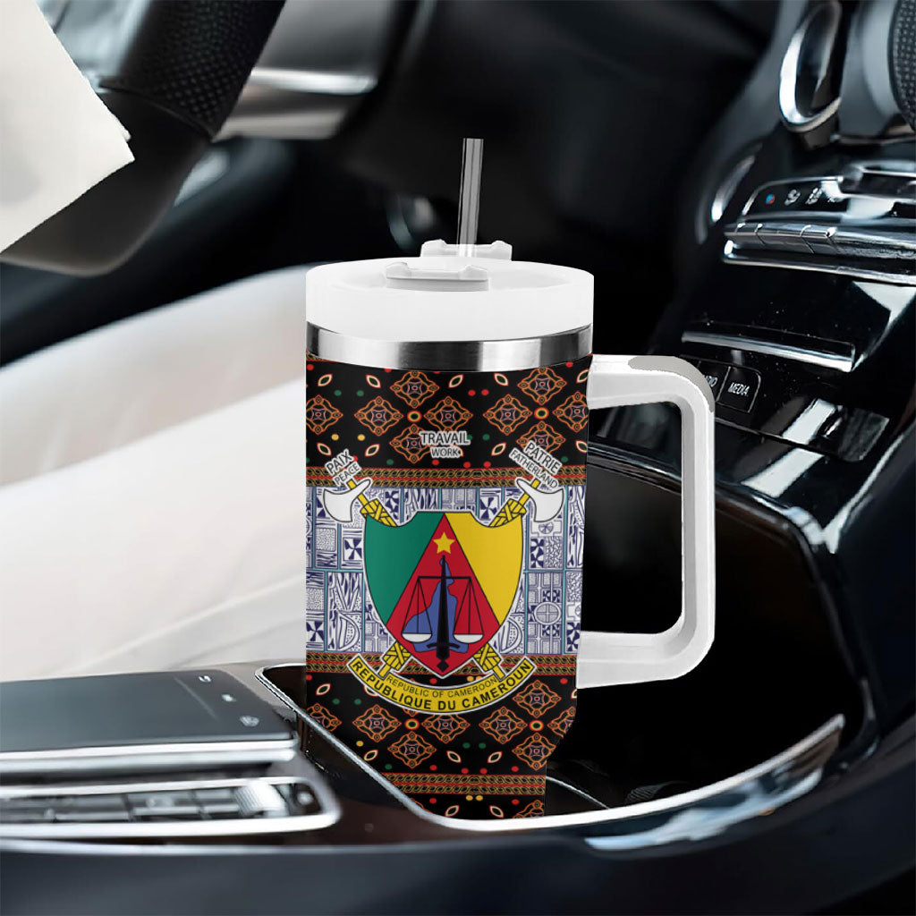 Cameroon Toghu Tumbler With Handle Flag Coat Of Arms - Traditional Bamenda Art