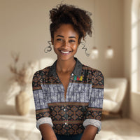 Cameroon Toghu Women Casual Shirt Flag Coat Of Arms - Traditional Bamenda Art