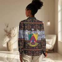Cameroon Toghu Women Casual Shirt Flag Coat Of Arms - Traditional Bamenda Art