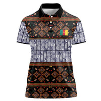 Cameroon Toghu Women Polo Shirt Flag Coat Of Arms - Traditional Bamenda Art