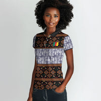 Cameroon Toghu Women Polo Shirt Flag Coat Of Arms - Traditional Bamenda Art
