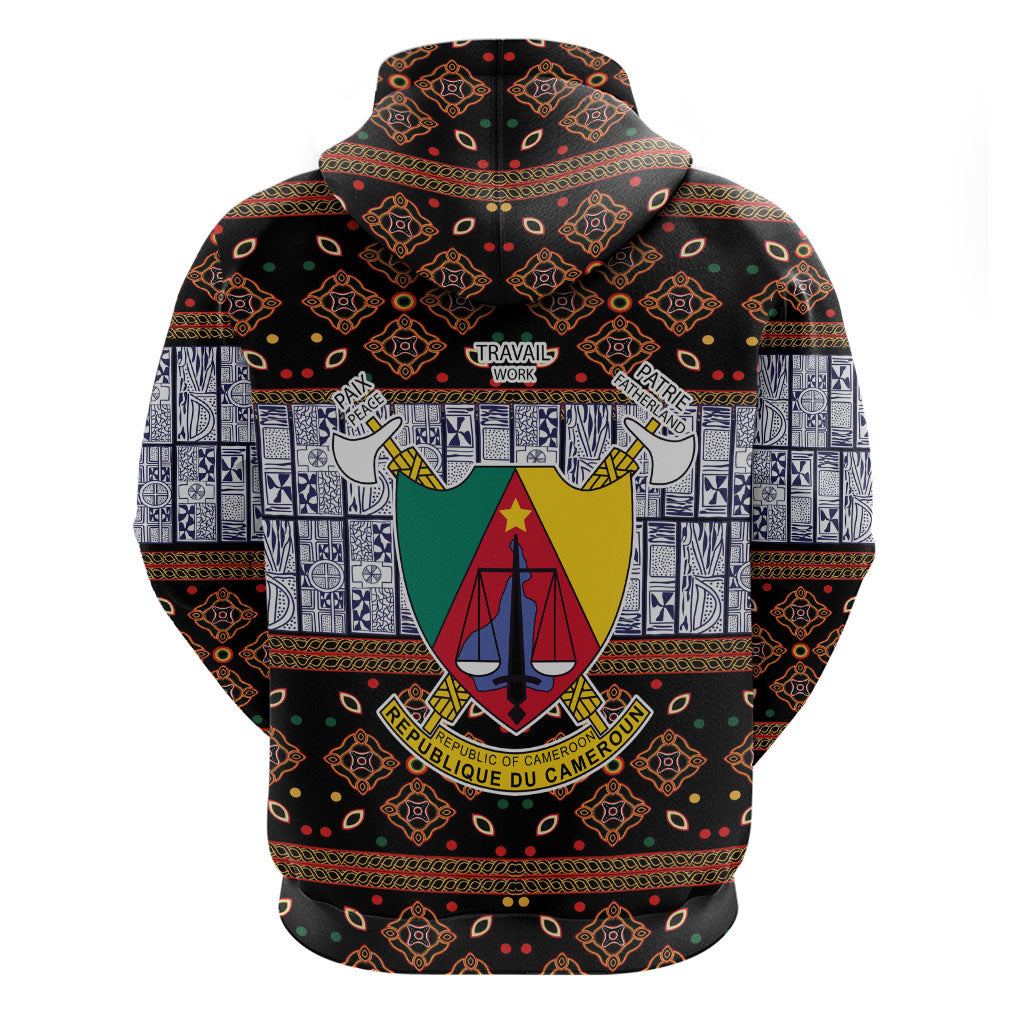 Cameroon Toghu Zip Hoodie Flag Coat Of Arms - Traditional Bamenda Art