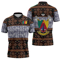 Cameroon Toghu Zipper Polo Shirt Flag Coat Of Arms - Traditional Bamenda Art