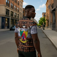 Cameroon Toghu Zipper Polo Shirt Flag Coat Of Arms - Traditional Bamenda Art