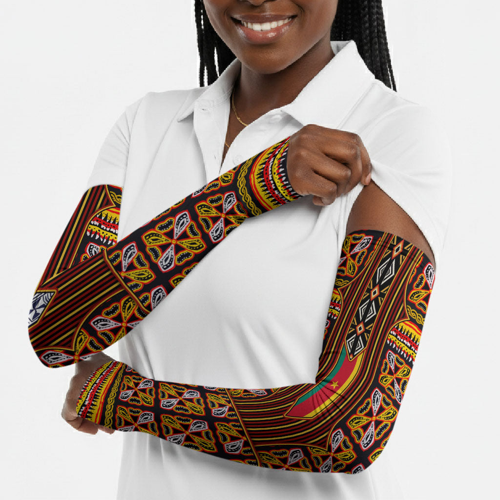 Cameroon Toghu Arm Sleeves Vibrant Bamenda Tribal - Authentic African Folk Art