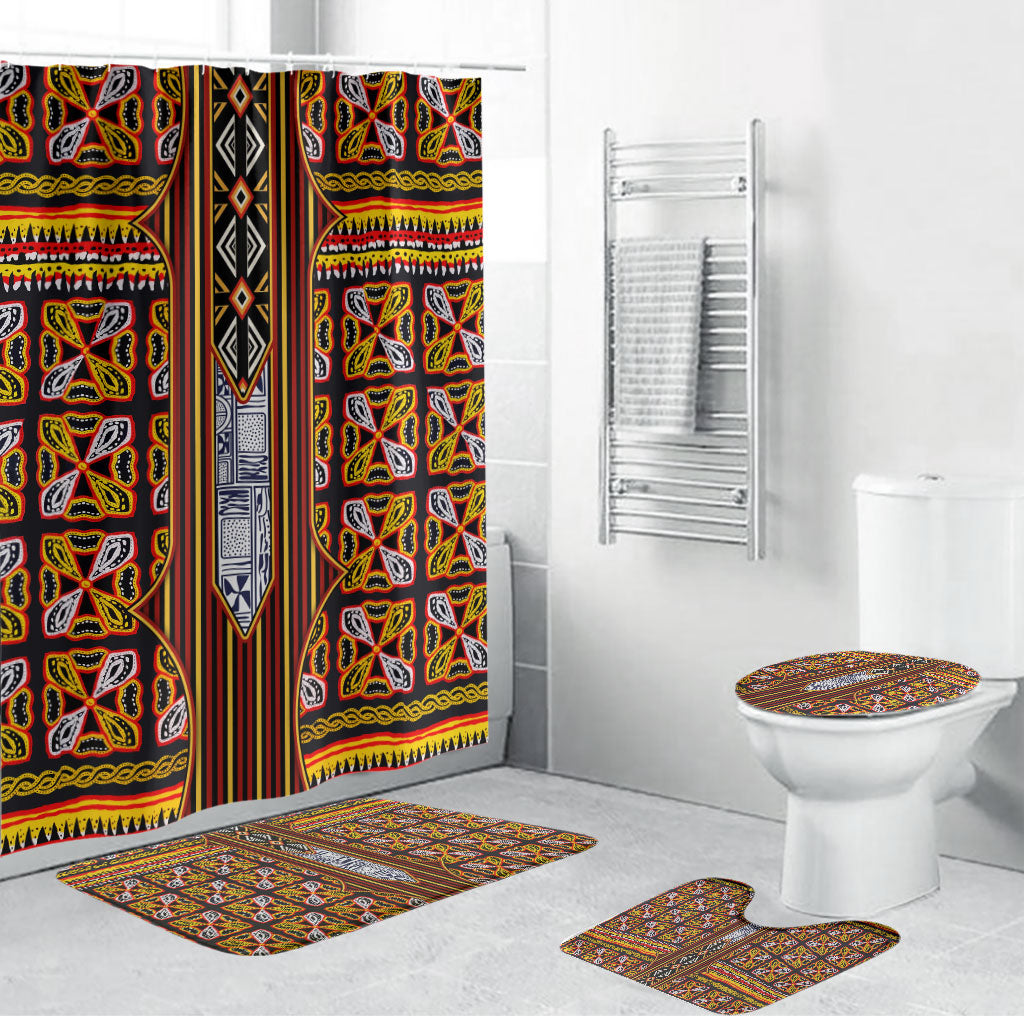 Cameroon Toghu Bathroom Set Vibrant Bamenda Tribal - Authentic African Folk Art